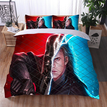 Anakin Skywalker Star Wars Bedding Duvet Covers Comforter Set Quilted Blanket Blue Red Bed Set LS22706 - Lusy Store