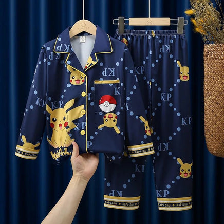 Anime Pajamas Set Long-Sleeved Cartoon Spring and Autumn Boy Sleepwear Suit Student Kids Clothes Gift - Lusy Store LLC