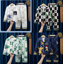 Anime Pajamas Set Long-Sleeved Cartoon Spring and Autumn Boy Sleepwear Suit Student Kids Clothes Gift - Lusy Store LLC