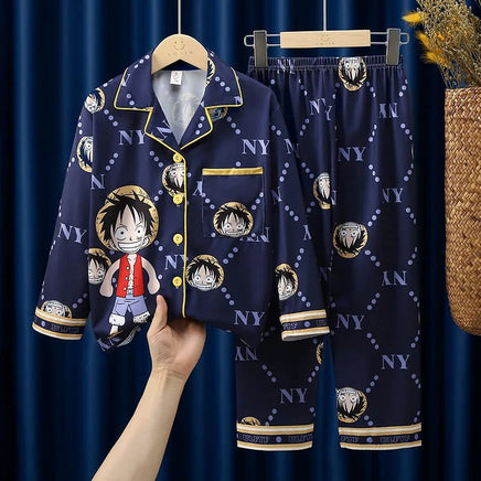 Anime Pajamas Set Long-Sleeved Cartoon Spring and Autumn Boy Sleepwear Suit Student Kids Clothes Gift - Lusy Store LLC