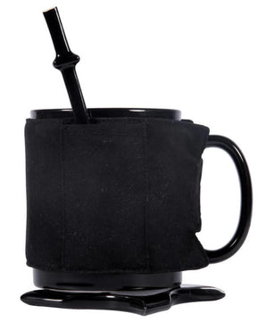 Assassinate Caffeine Cravings Ninja Mug Black Mask Ceramic Mug with Spoon Sword and Shuriken Coaster - Lusy Store