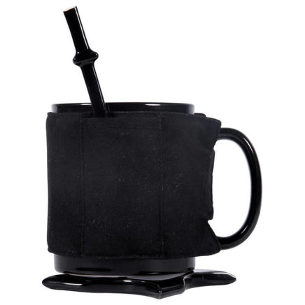 Assassinate Caffeine Cravings Ninja Mug Black Mask Ceramic Mug with Spoon Sword and Shuriken Coaster - Lusy Store