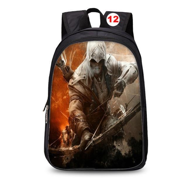 Assassins Creed backpack black students bookbag teenager travel backpack laptop rucksack - Lusy Store