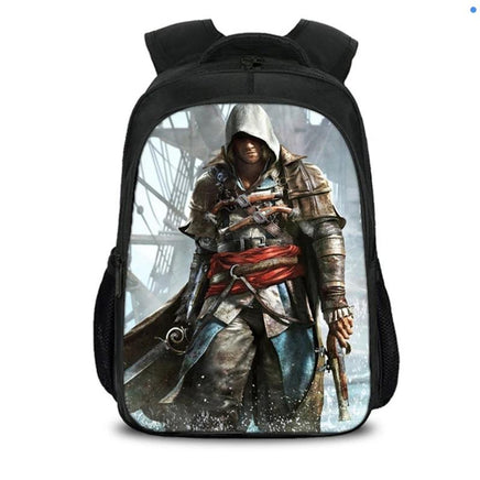 Assassin's Creed Backpack Students Bookbag Girls Boys Teenager Multifunction Backpack Mochila Escolar Dot Blue