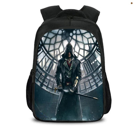 Assassin's Creed Backpack Students Bookbag Girls Boys Teenager Multifunction Backpack Mochila Escolar Dot Brown