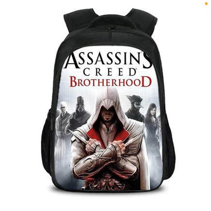Assassin's Creed Backpack Students Bookbag Girls Boys Teenager Multifunction Backpack Mochila Escolar Dot Orange