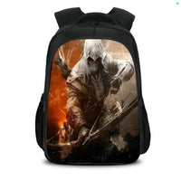 Assassin's Creed Backpack Students Bookbag Girls Boys Teenager Multifunction Backpack Mochila Escolar Dot Sky Blue