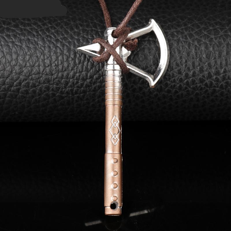Assassin's Creed Conner's Battle Tomahawk Axe Ax Weapon Ax Pendant Necklaces Leather Chain - Lusy Store
