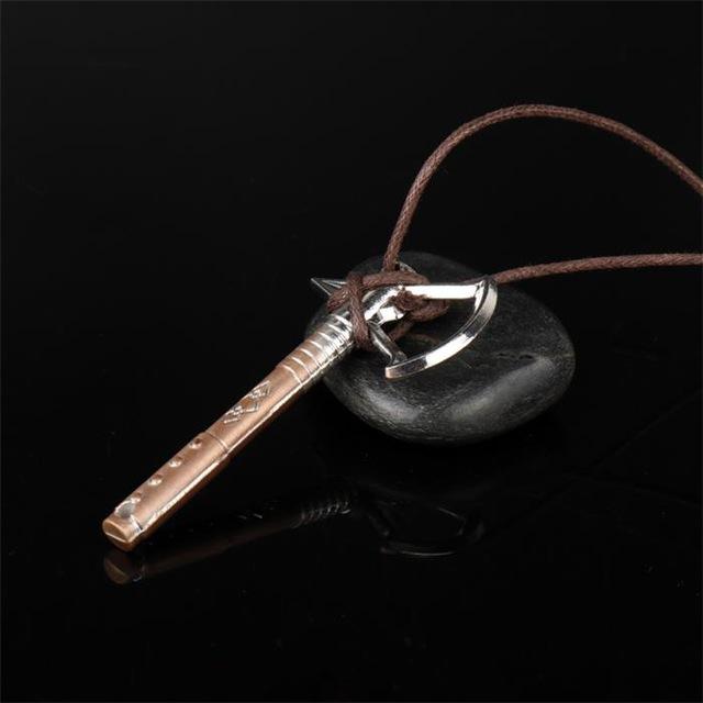 Assassin's Creed Conner's Battle Tomahawk Axe Ax Weapon Ax Pendant Necklaces Leather Chain - Lusy Store