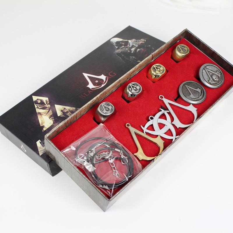 Assassins creed Ghost ring Necklace Set Black Flag Rings Necklace Collection - Lusy Store