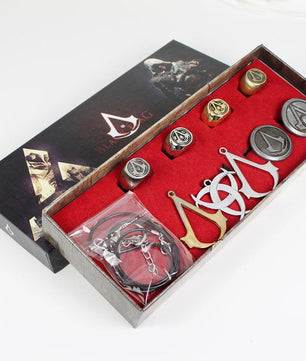 Assassins creed Ghost ring Necklace Set Black Flag Rings Necklace Collection - Lusy Store