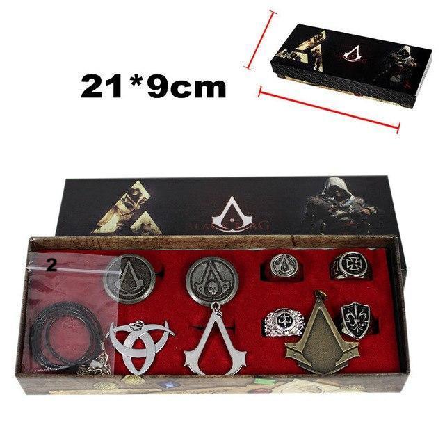 Assassins creed Ghost ring Necklace Set Black Flag Rings Necklace Collection - Lusy Store