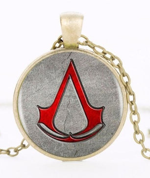 Assassin's Creed Logo Necklace Pendant Glass Charm World Of Warcraft Picture - Lusy Store
