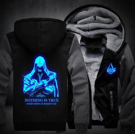Assassins Creed Luminous Jacket Sweatshirts Thicken Hoodie Coat Clothing Casual - Lusy Store