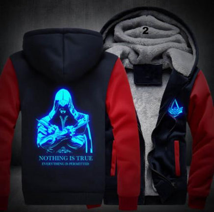 Assassins Creed Luminous Jacket Sweatshirts Thicken Hoodie Coat Clothing Casual - Lusy Store