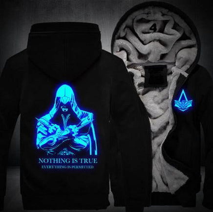 Assassins Creed Luminous Jacket Sweatshirts Thicken Hoodie Coat Clothing Casual - Lusy Store