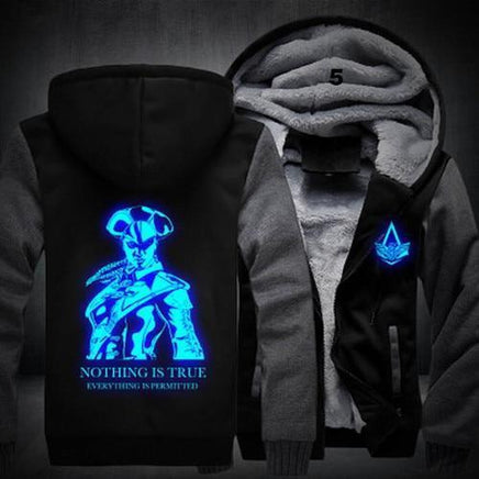 Assassins Creed Luminous Jacket Sweatshirts Thicken Hoodie Coat Clothing Casual - Lusy Store
