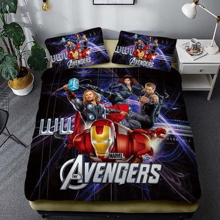 Avenger Bedding 3D Printed Luxury Bed Linen Unique Bed Room For Kids Black