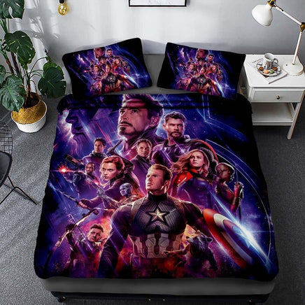 Avenger Bedding 3D Printed Luxury Bed Linen Unique Bed Room For Kids Purple Red
