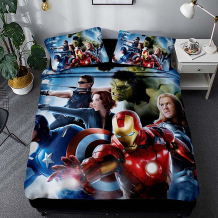Avenger Bedding 3D Printed Luxury Bed Linen Unique Bed Room For Kids Blue