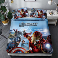 Avenger Bedding 3D Printed Luxury Bed Linen Unique Bed Room For Kids Sky blue