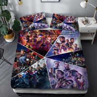 Avenger Bedding 3D Printed Luxury Bed Linen Unique Bed Room For Kids Black red blue