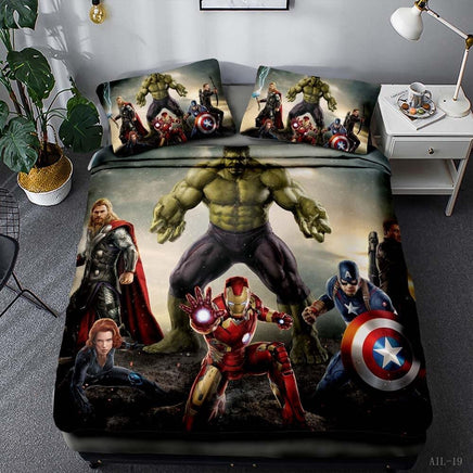 Avenger Bedding 3D Printed Luxury Bed Linen Unique Bed Room For Kids Green