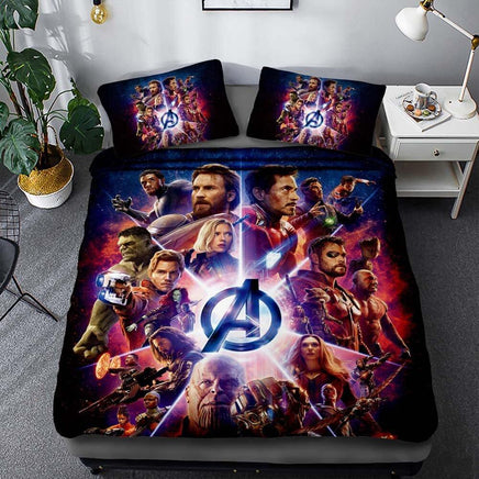 Avenger Bedding 3D Printed Luxury Bed Linen Unique Bed Room For Kids Dark blue