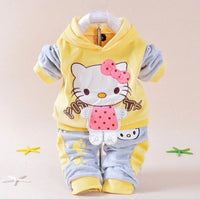 Baby Girls Clothing Set Cartoon Hello Kitty Winter Autumn Children Clothing Yellow