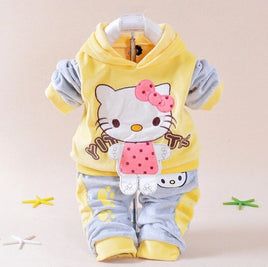 Baby Girls Clothing Set Cartoon Hello Kitty Winter Autumn Children Clothing Yellow