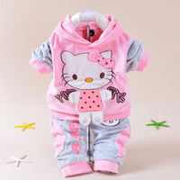 Baby Girls Clothing Set Cartoon Hello Kitty Winter Autumn Children Clothing Pink