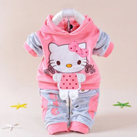 Baby Girls Clothing Set Cartoon Hello Kitty Winter Autumn Children Clothing Hot pink