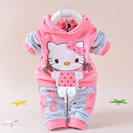 Baby Girls Clothing Set Cartoon Hello Kitty Winter Autumn Children Clothing Hot pink