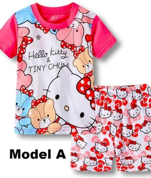 Baby Kids Pajamas Sets Summer Children Short Sleeve Cotton Hello Kitty 8051 - Lusy Store