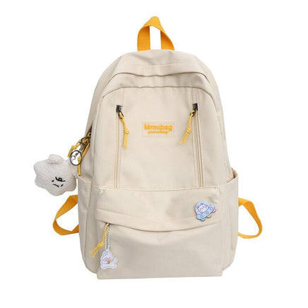 Backpack For Women Teenage Girls Laptop Rucksack Student Shoulder B144 White Orange