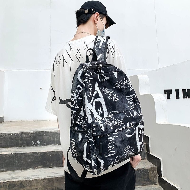 Backpacks For School Cool Backpack Teenager Boys Camouflage Text Student Book Bag B112 - Lusy Store
