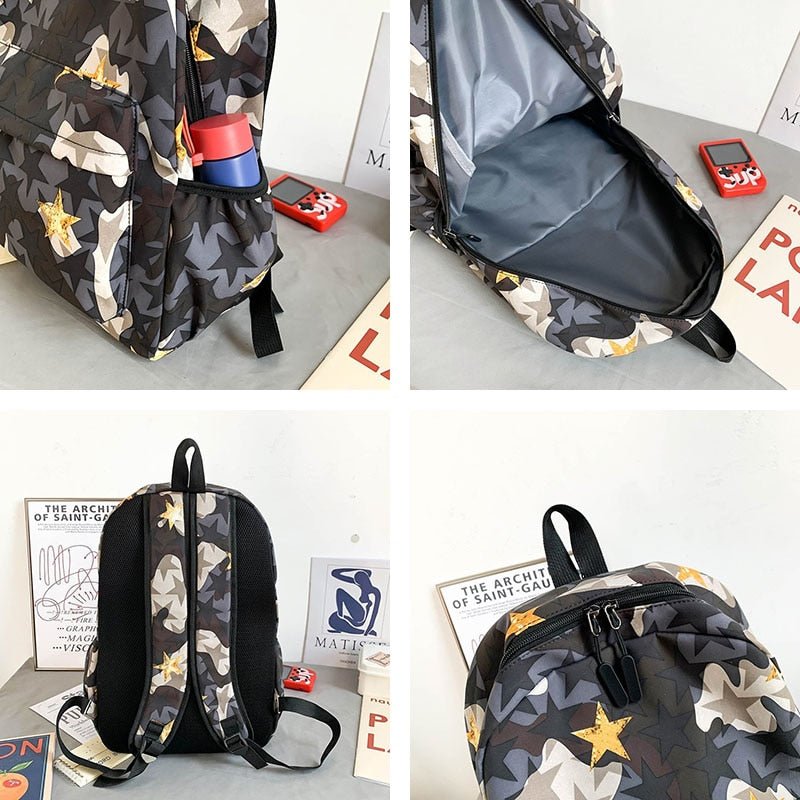 Backpacks For School Cool Backpack Teenager Boys Camouflage Text Student Book Bag B112 - Lusy Store