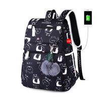 Backpacks For School Cute Cat For Girls Female Laptop Backpack B125 Black Cat