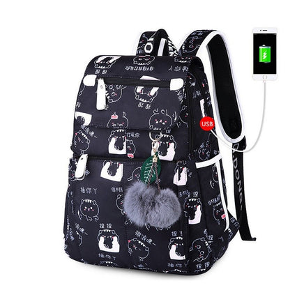 Backpacks For School Cute Cat For Girls Female Laptop Backpack B125 Black Cat