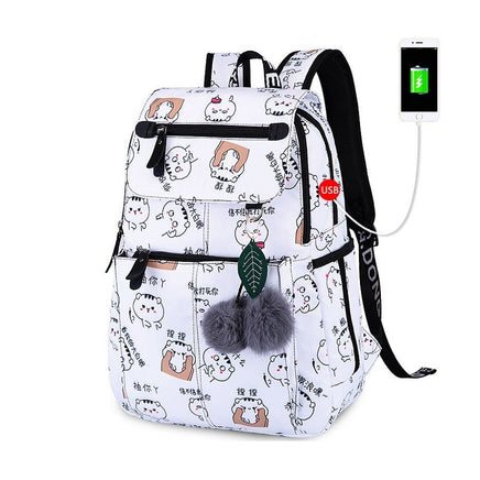 Backpacks For School Cute Cat For Girls Female Laptop Backpack B125 White Cat