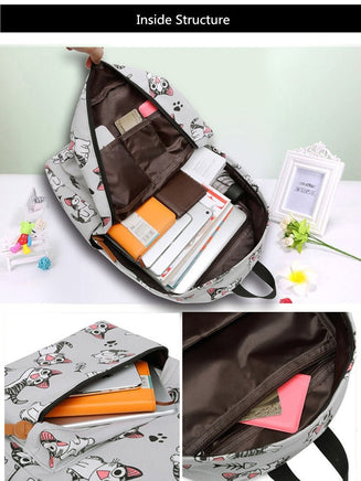 Backpacks For School Cute Cat For Teenage Girls Animal Print Canvas B126