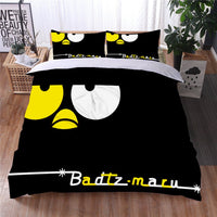 Badtz Maru Hello Kitty Bed Set Cotton Sanrios Cute Bed Sheets Cartoon Bed Comforters Black Bed Cover Set LS22803 - Lusy Store