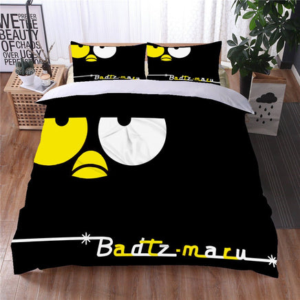 Badtz Maru Hello Kitty Bed Set Cotton Sanrios Cute Bed Sheets Cartoon Bed Comforters Black Bed Cover Set LS22803 - Lusy Store