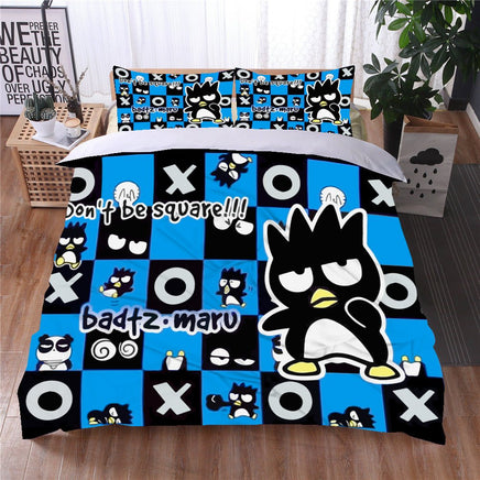 Badtz Maru Hello Kitty Bed Set Cotton Sanrios Cute Bed Sheets Cartoon Bed Comforters Blue Bed Cover Set LS22796 - Lusy Store