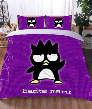 Badtz Maru Hello Kitty Bed Set Cotton Sanrios Cute Bed Sheets Cartoon Bed Comforters Purple Bed Cover Set LS22801 - Lusy Store