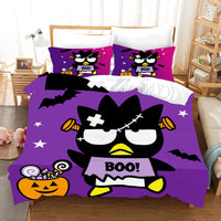 Badtz Maru Hello Kitty Bed Set Cotton Sanrios Cute Bed Sheets Cartoon Bed Comforters Purple Halloween Bed Cover Set LS22794 - Lusy Store