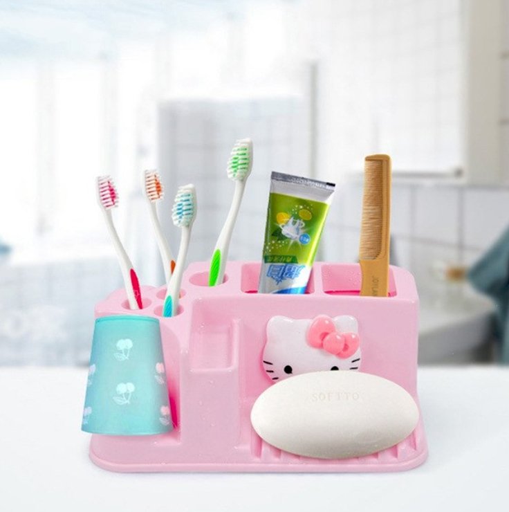 Bathroom Accessories Practical Hello Kitty Toothbrush Holder Family Style - Lusy Store