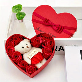 Bear Flower Bouquet Gift Box Anniversary Wedding Gifts Red