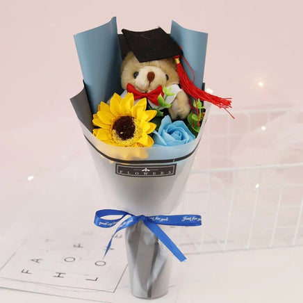 Bear Flower Bouquet Mini Graduation Bouquet Party Decor Gift - Lusy Store LLC