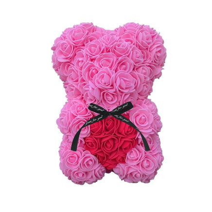 Bear Flower Bouquet Small Teddy Bears Hearth Artificial Bouquet Gifts Pink red bow 25cm (9.8")